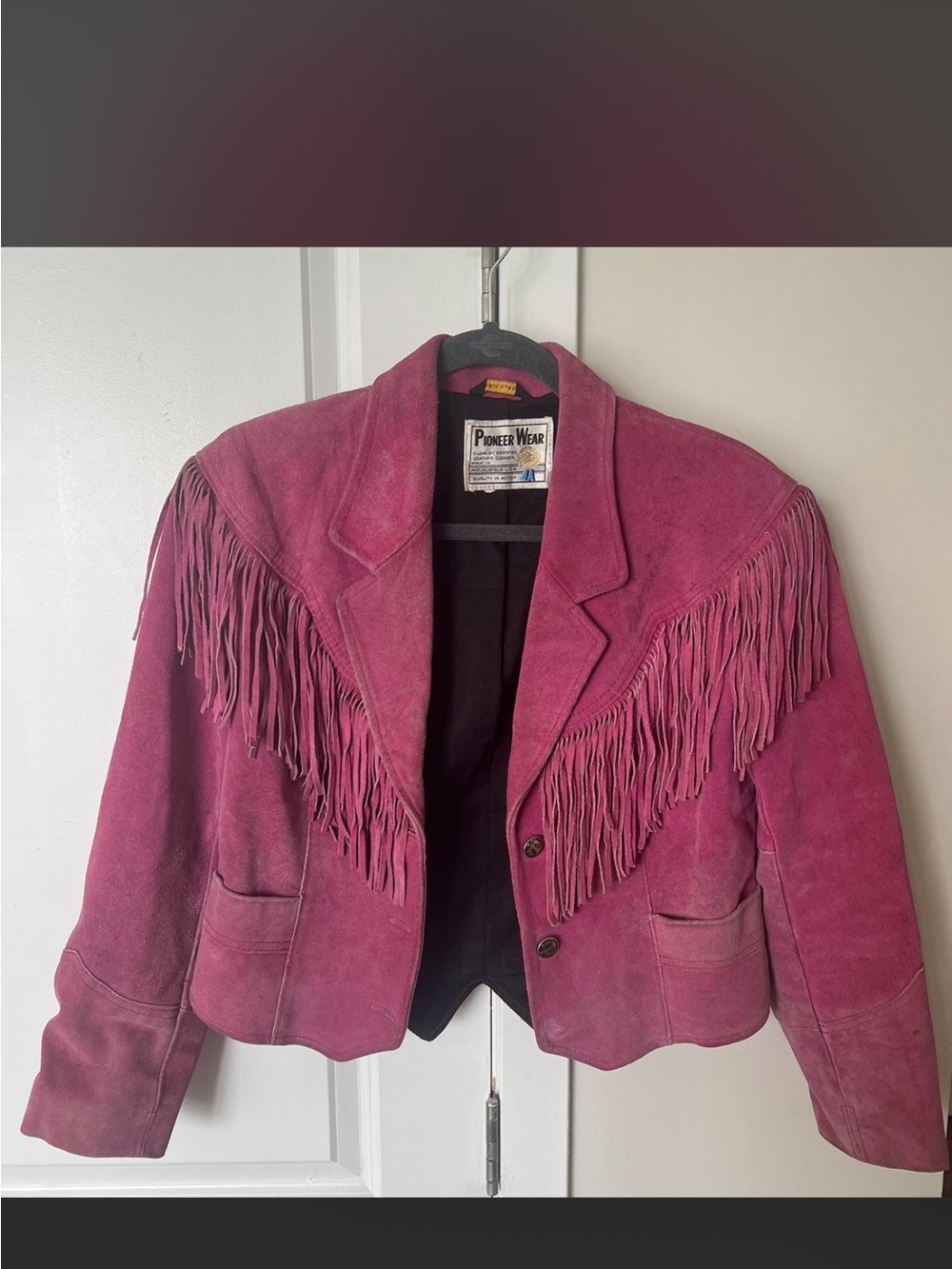 PIONEER Fuchsia Suede Fringe Western Jacket